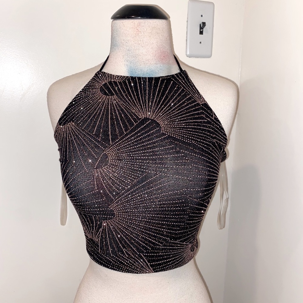 Black Windsor rhinestone crop top